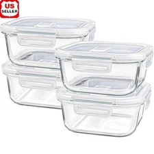 Glass Storage Containers W/ Vented Lids Meal Prep Snacks Freezer Microwave New