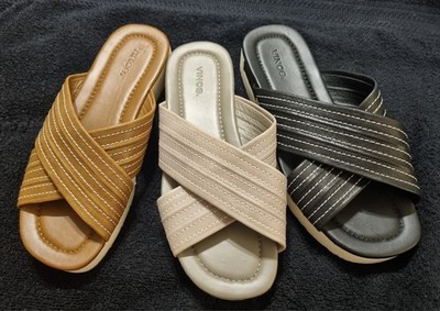 New Vince Leather Crisscross Slide Platform Sandals Women's US 8/8.5. Men's 7