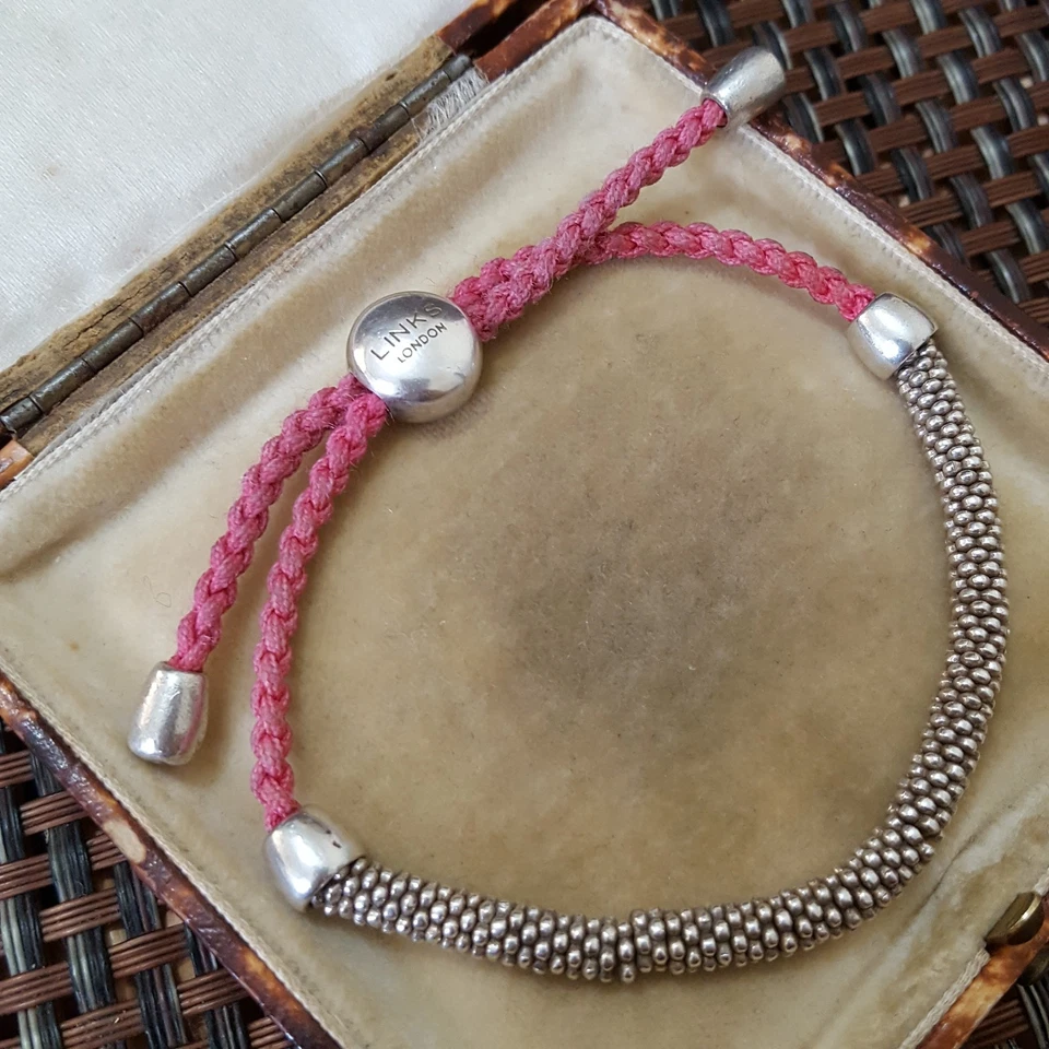 Links Of London 925 Sterling Silver Bracelet, Pink Slider Bracelet,Popcorn Chain - Image 4 of 4