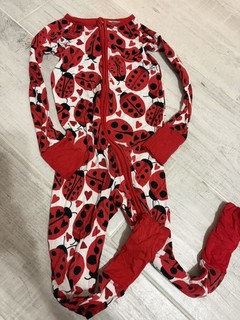 3T Little Sleepies Zippy Zipper Love Bug Valentines Heart Ladybug Pajama Bamboo