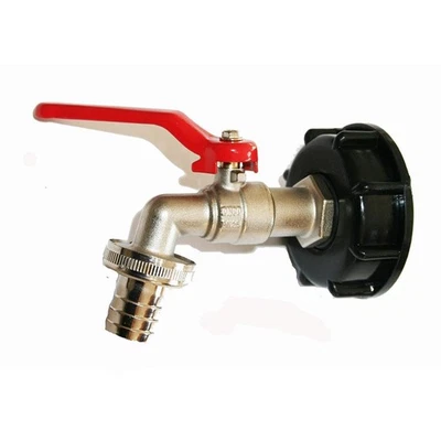 Robinet en laiton avec raccord (S60X6) pour cuve IBC - Photo 1/4