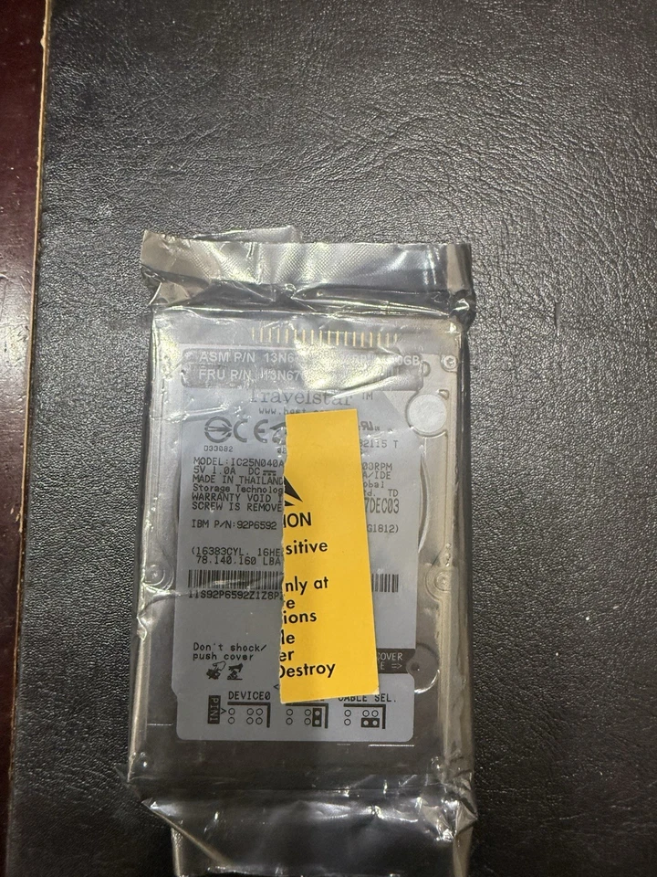 IBM/HITACHI 40GB Hard Drive 4200 RPM 92P6592, IC25N040ATMR04-0 P/N: 13N6705 2.5” - Image 2 of 4