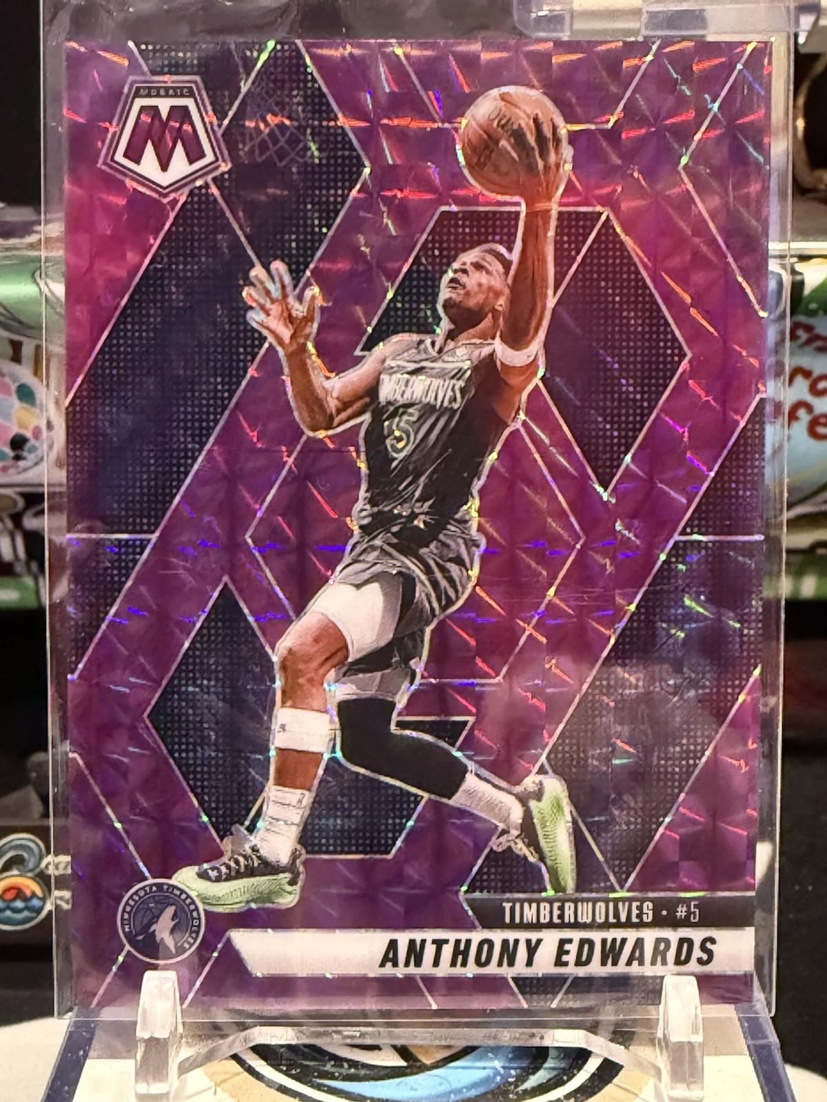 2024-25 Panini Mosaic - Anthony Edwards #36 Purple Mosaic Prizm /99 JW