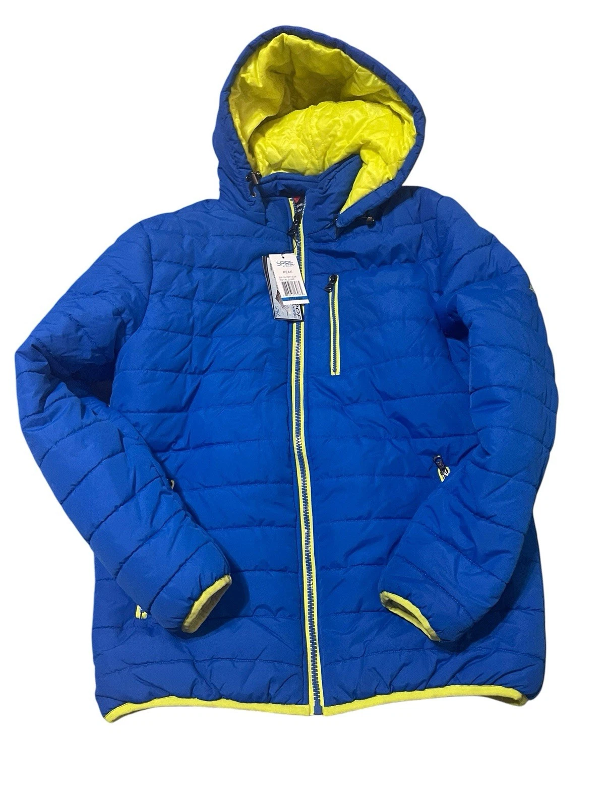 Spore By Galaxy Men’s Royal/Lime Zip Up Puffer Jacket Size 2XL