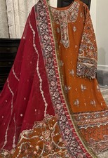 Pakistani Indian salwar kameez Embroidered Chiffon Long Duppatta Bust 42