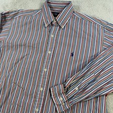Polo Ralph Lauren Shirt Mens Large 16 Multicolor Striped Long Sleeve Button Pony