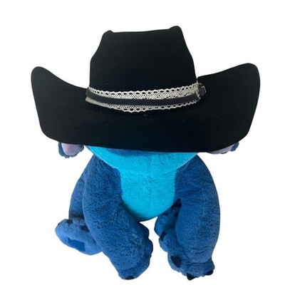 Black Felt Cowboy Hat One Size 7 1/2 Western Wool Festival Hatband Cowgirl Vegan