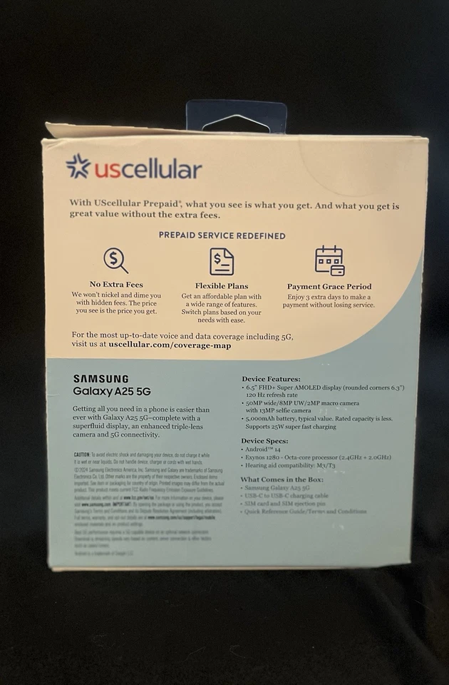 New Galaxy A25 5G US Cellular Prepaid Android Smartphone 6.5” FHD 6 GB RAM - Image 2 of 4