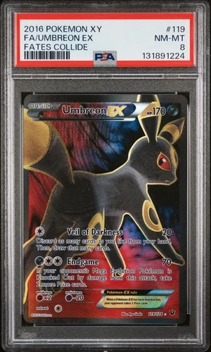 2016 POKEMON XY FATES COLLIDE #119 FULL ART/UMBREON EX PSA 8