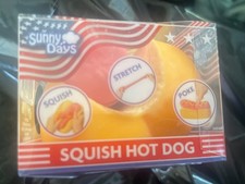 Squishy Hot Dog Squeezy Fidget Toy Sunny Days 2-in-1 Hotdog Stress Relief NEW