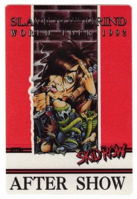 Skid Row Slave To The Grind World Tour 1992. After Show Cloth Backstage Pass
