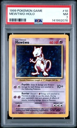 1999 POKEMON BASE SET UNLIMITED #10 MEWTWO-HOLO PSA 7