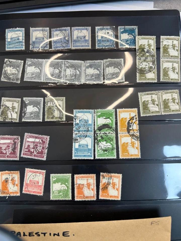 34 Vintage Palestine stamps 1920s 1930s used rare bundle palestinian stamp lot - Image 2 of 4