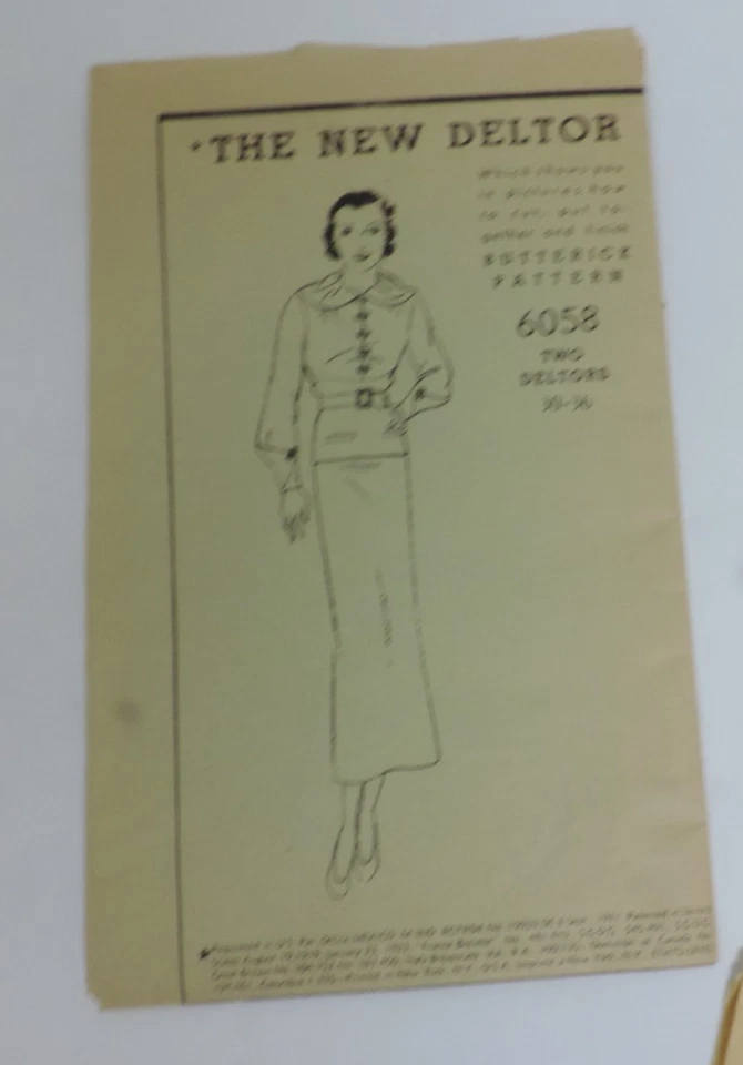 1930s Butterick 6058 Miss 2 Piece Dress/Skirt/Blouse Frock Sz 17 B35 Complete - image 4 of 4