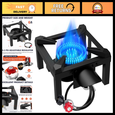 #ad High Pressure Propane Burner 100000 BTU Single Gas Stove Outdoor Cooking Kit $58.99
