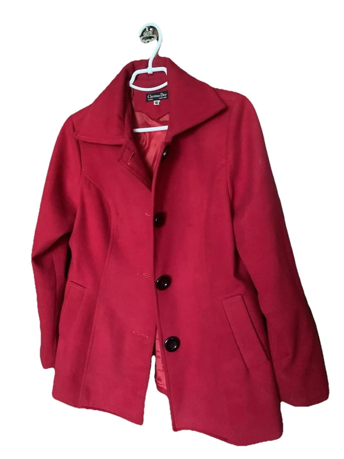 Cappotto donna lana rosso Christian Dior vintage taglia 12