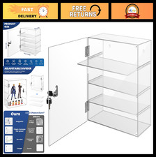 Lockable Acrylic Display Case with 4-Tier Shelves, Clear Countertop Cabinet for
