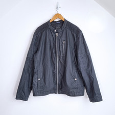 Angelo Litrico C&A Jacket XL Mens Bomber Biker Black Zip Up Waxed Look Utility