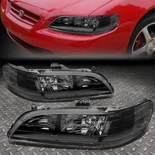 For 98-02 Honda Accord 24dr Black Housing Clear Corner Headlight Signal Lamps