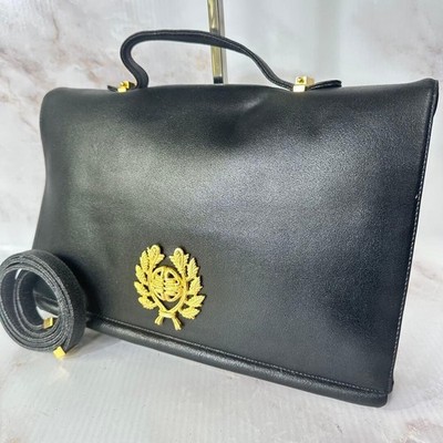 Givenchy 4G Logo Black Leather 2Way Top Handle Bag Gold Hardware Formal