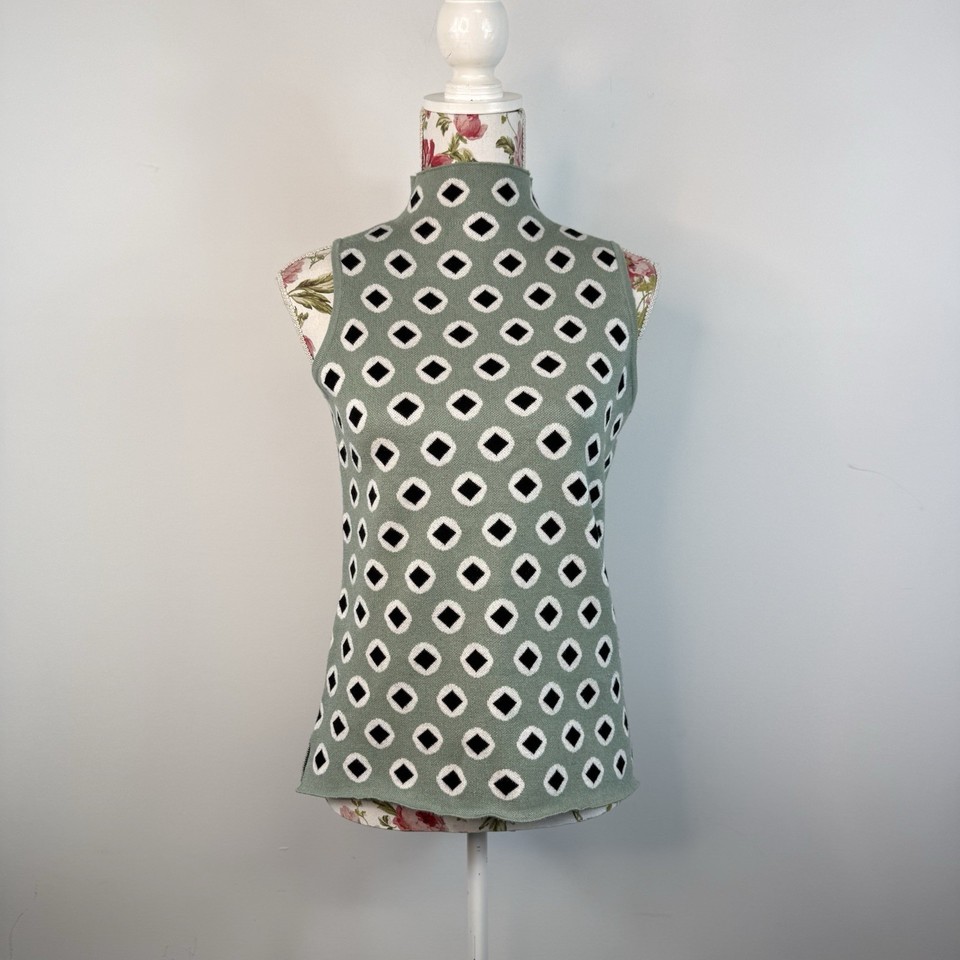 Nicole Miller New York women's green sleeveless jumper vest high neck Size S
