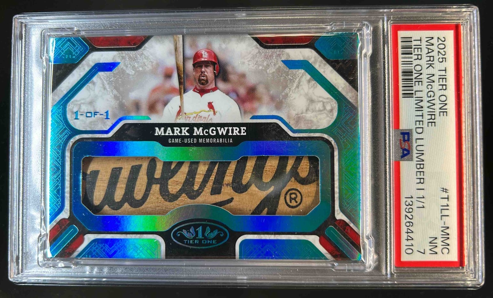 2025 Tier One Mark McGwire Limited Lumber GU Bat Barrel #1/1 Cardinals PSA 7