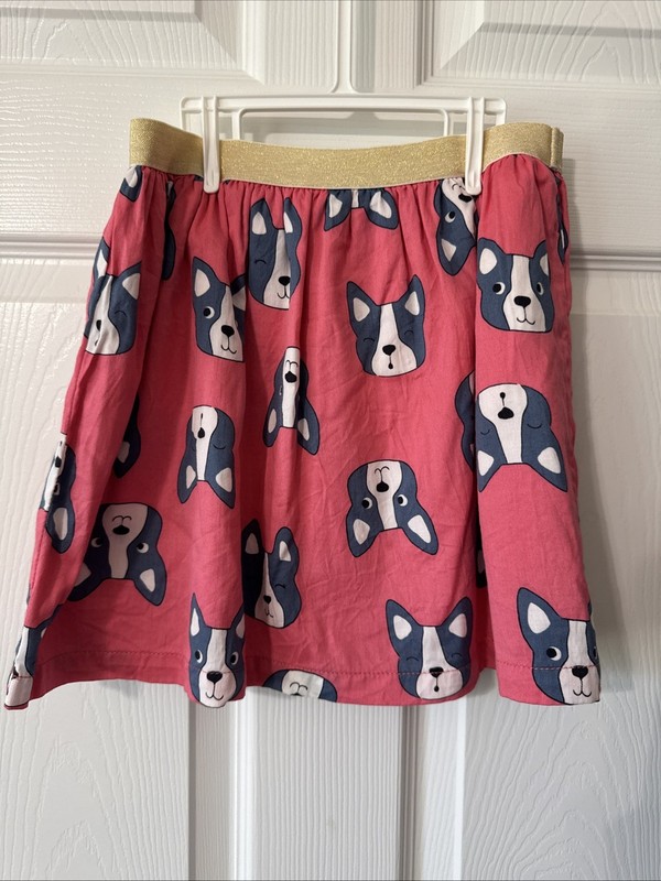 Carter’s Pink French Bulldog Boston Terrier Lined Skirt- Size 8-VGUC