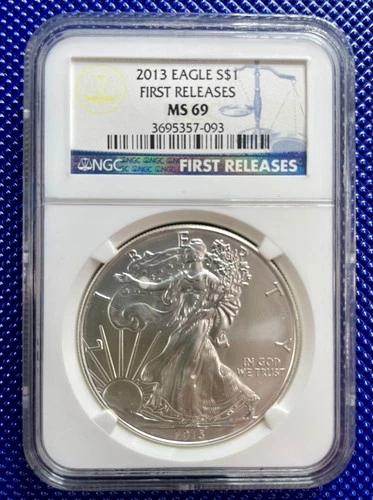 2013 ~ Silver Eagle S$1 ~ NGC MS69 ~ FIRST RELEASES ~ #3695357-093