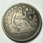 1840-O Seated Liberty Quarter No Drapery Counterstamped "O" 90% Silver COBM-9229