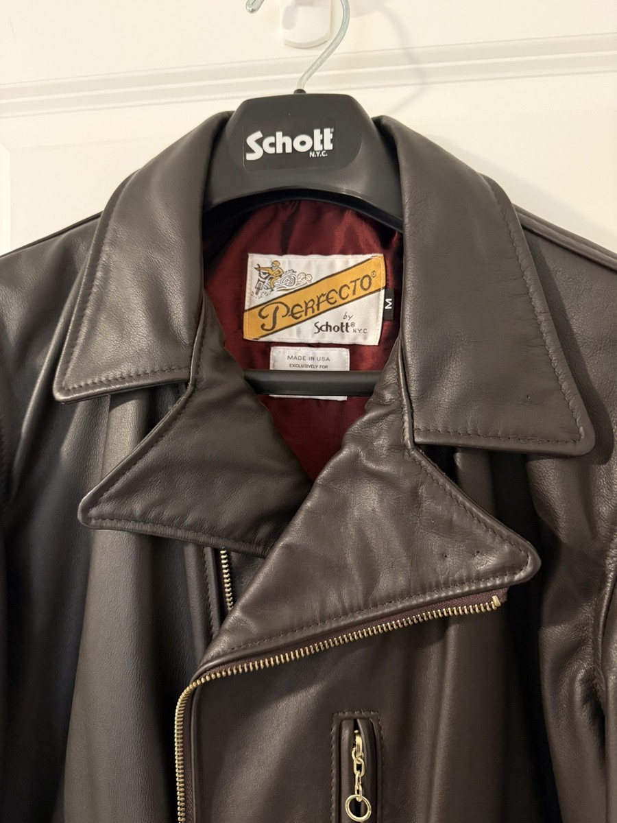 SUPREME x SCHOTT PERFECTO GENUINE LEATHER JACKET MEDIUM BROWN/BLACK View 2