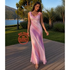 MANGO Ombre Satin Maxi Dress NWT Pink Purple Wedding Guest Bridesmaid Size 8
