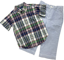 New With Tags Polo Ralph Lauren Boys Madras Polo Shirt  Pants Set sz 24m
