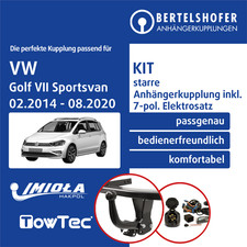 Für VW Golf VII Sportsvan Typ AM1 02.2014-08.2020 AHK starr +7pol sp. E-Satz