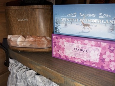 Salking Oil Diffuser & Essential Oil Set 6-Pack Lavender Rose Cherry Blossom