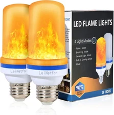 Smaller LED Flame Light Bulbs,4 Modes Flickering Halloween Light Bulbs for Outdo