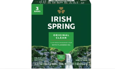 12 bars Irish Spring Deodorant Bar Soap 3.75oz / 106.3g Original Irish spring