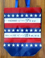Reusable Shopping Bag Tote American Patriotic Home of the Free 15" Tall B