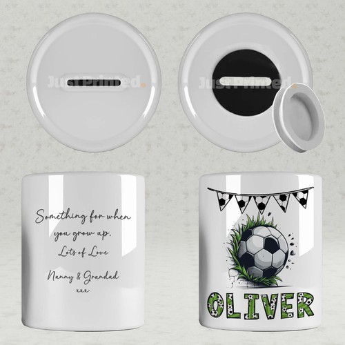 Personalised Football Money Box Kids Money Box Savings Piggy Bank. Any Name - Picture 4 of 5