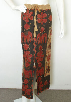 G11 Gothic Hippie Patchwork Renaissance Heavily Embroidered Long Skirt - XL