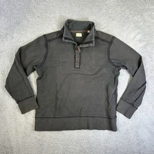 Tommy Bahama Sweatshirt Mens Large Grey 1/4 Zip Snap T Pullover Sweater Outdoor
