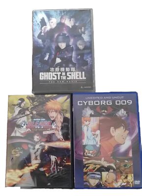 Anime DVD Lot Of 3 Movies- Ghost In The Shell/ Bleach  Hell Verse/ Cyborg 009