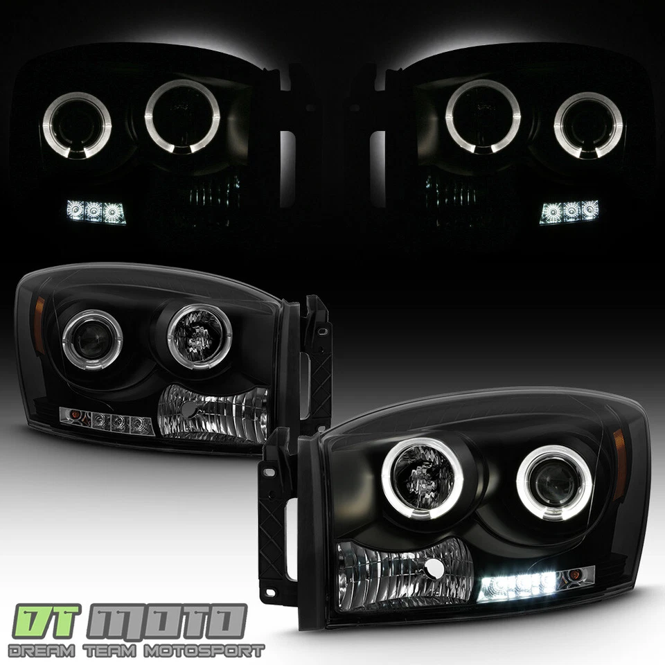 2006-2008 Dodge Ram 1500 2500 3500 LED Halo Projector Headlights 06-08 Headlamps - Image 2 of 4
