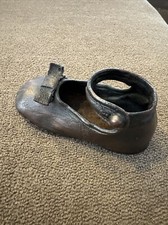 Vintage Bronze Dipped High Top Baby Shoe Girls Strapped Marked X23 BL 