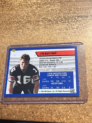 1991 AW Sports CFL Football # 66 Bart Hull | eBay