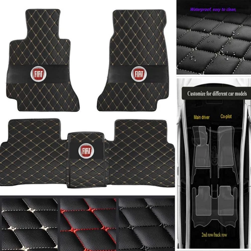 For Fiat 500/500L/500X Car Floor Mats Custom Waterproof PU Leather Carpets Rugs - Imagen 29 de 38