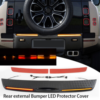 For Defender 90 110 130 2020~25 Rear external Bumper Black LED Protector Cover