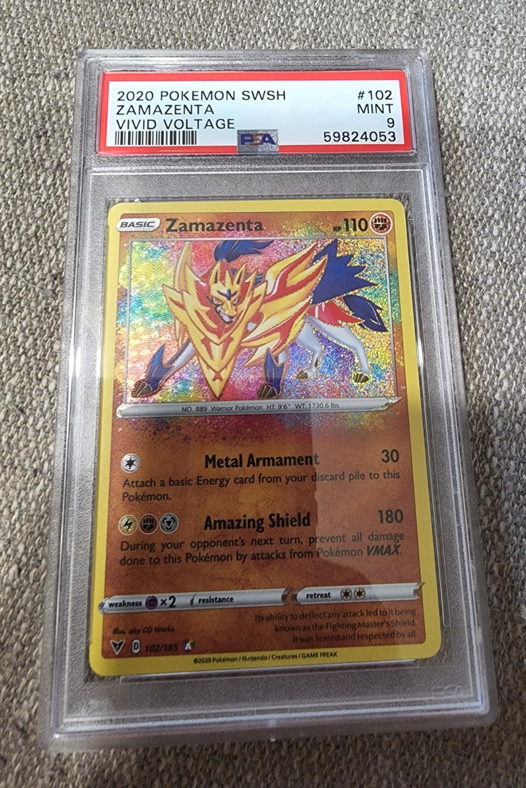 2020 Pokemon SWSH Zamazenta Vivid Voltage Amazing Rare #102 PSA 9 MINT