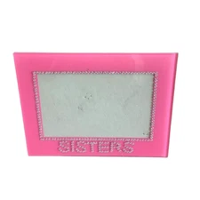Sisters Picture Frame Fits 4x6 Photos Pink Bling Embellished Rhinestones