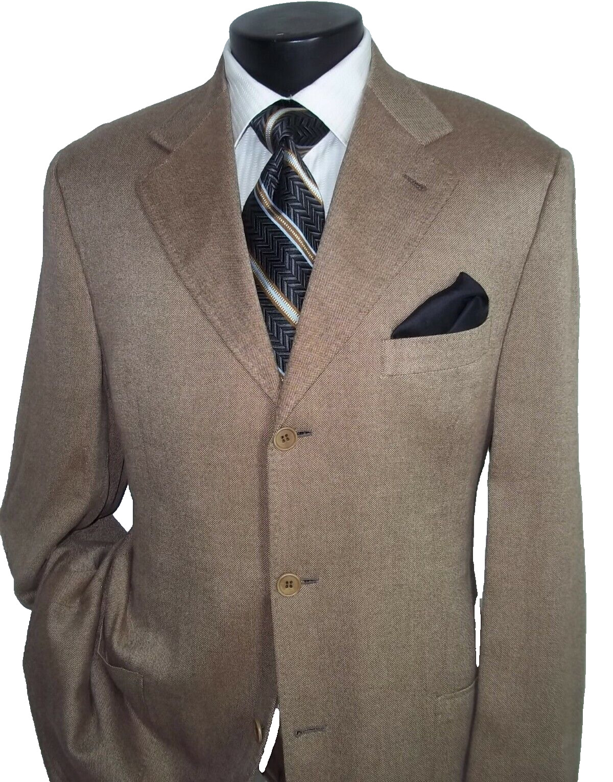 & Canali Solid Beige 3 Buttons Patch Pockets Pure… - image 4