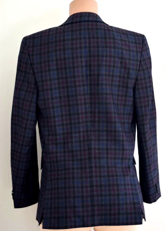 Blazer DKNY Lana Cuadros Niño Bolsillo Frontal Negro Borde Frontal Botón Trasero Abertura 18 Foto 3 de 4